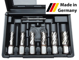 [490145In] HSS-CO core drill set Ø 1/2", 9/16", 11/16", 3/4", 13/16", 15/16" + Pin (1" cutting depth)